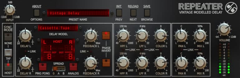 Reapeater delay VST plugin by Slate Digital